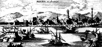 Портовый город Моха на Красном море. Гравюра, 1692 год, Голландия