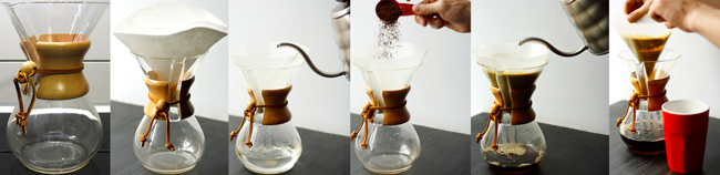 Приготовление кофе с помощью кемекса