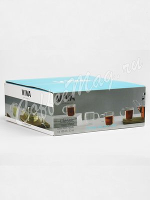 VIVA CLASSIC Термокружка (комплект 4 шт) 0,1 л (V75000) Прозрачное стекло