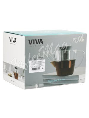 VIVA INFUSION Чайник стеклянный с ситечком 1 л (V27821) Прозрачное стекло с крышкой хаки