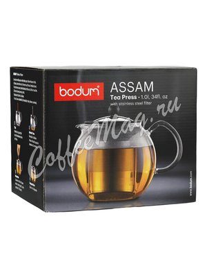 Чайник стеклянный с прессом хром Bodum Assam 1 л (1801-16)