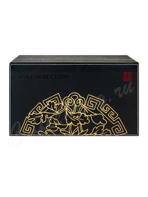 Подарочный набор 3 керамические банки + кожаная чёрная коробка