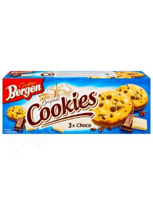 Bergen Original Cookies Печенье с кусочками белого молочного и темного шоколада 135г