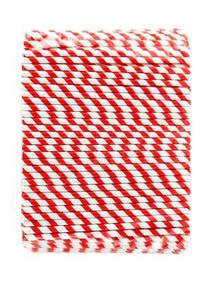 Трубочки для коктейля бумажные бело-красная 19,5 см, D-7 мм (500 шт)