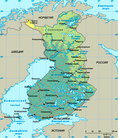 Карта Финландии