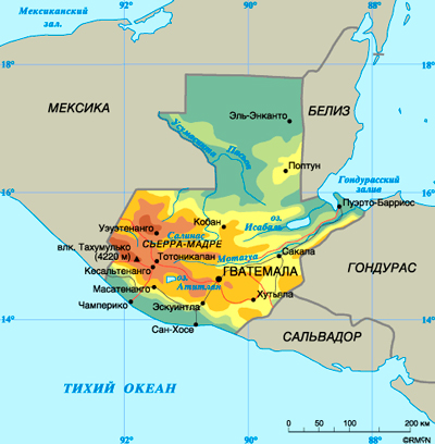 Карта Гватемалы