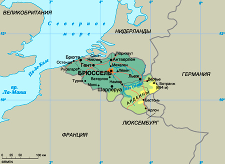 Карта Бельгии
