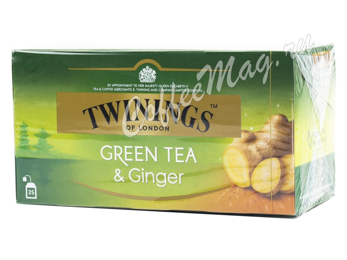 Чай Twinings Green Tea & Ginger в пакетиках 25 шт - купить - заказать