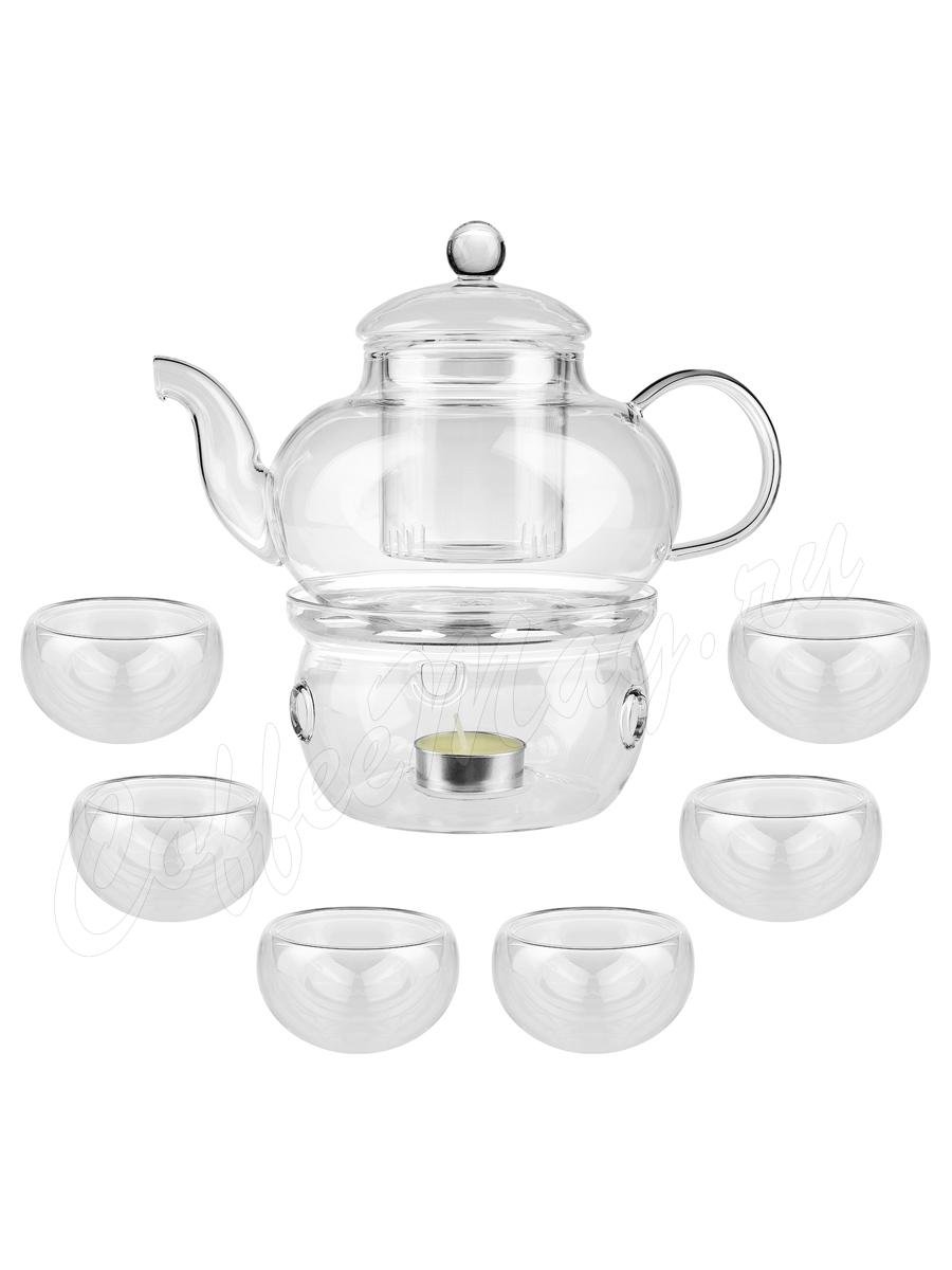 Чайный набор на 6 персон чайник 800 мл+6 чашек (250-115)