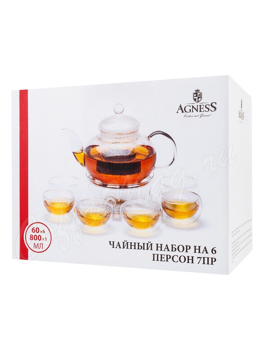 Чайный набор на 6 персон чайник 800 мл+6 чашек (250-115)