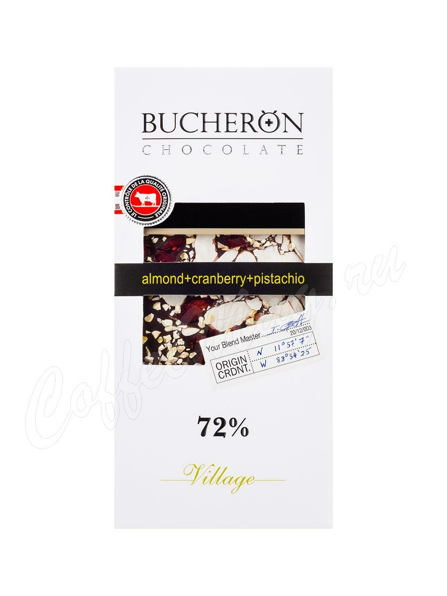 Bucheron Шоколад горький с миндалем, клюквой и фисташками, плитка 100г Bucheron Шоколад горький с миндалем, клюквой и фисташками, плитка 100г