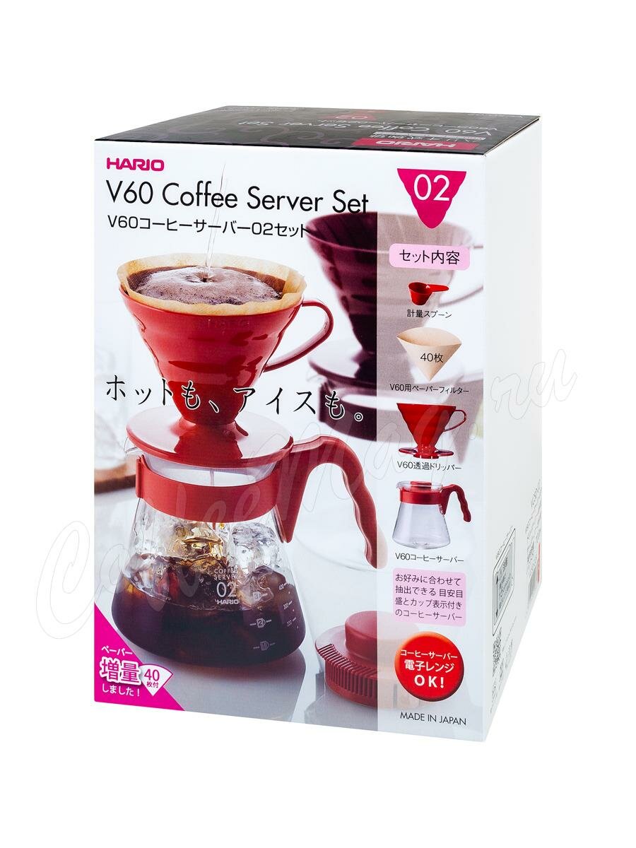 Hario Набор для заваривания кофе Чайник + воронка 700 мл Красный (VCSD-02R)