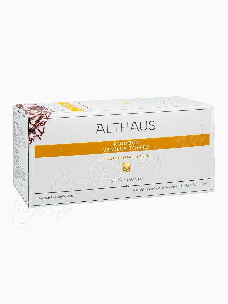 Чай Althaus Rooibush Vanilla Toffee травяной на чайник в пакетиках 15 шт по 4 г Чай Althaus Rooibush Vanilla Toffee травяной на чайник в пакетиках 15 шт по 4 г