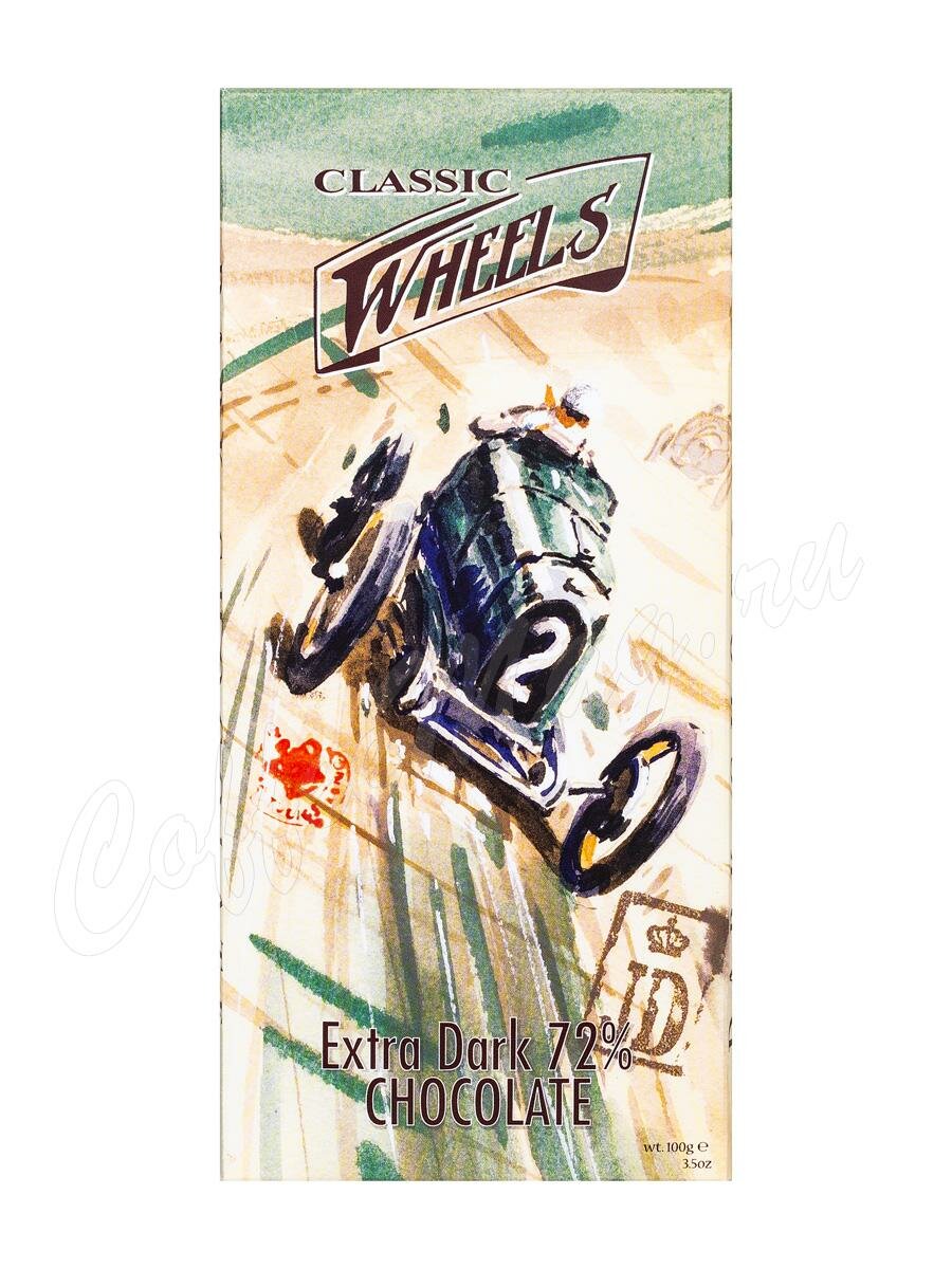 Classic Wheels Бельгийский шоколад горький 72 %, плитка 100г Classic Wheels Бельгийский шоколад горький 72 %, плитка 100г