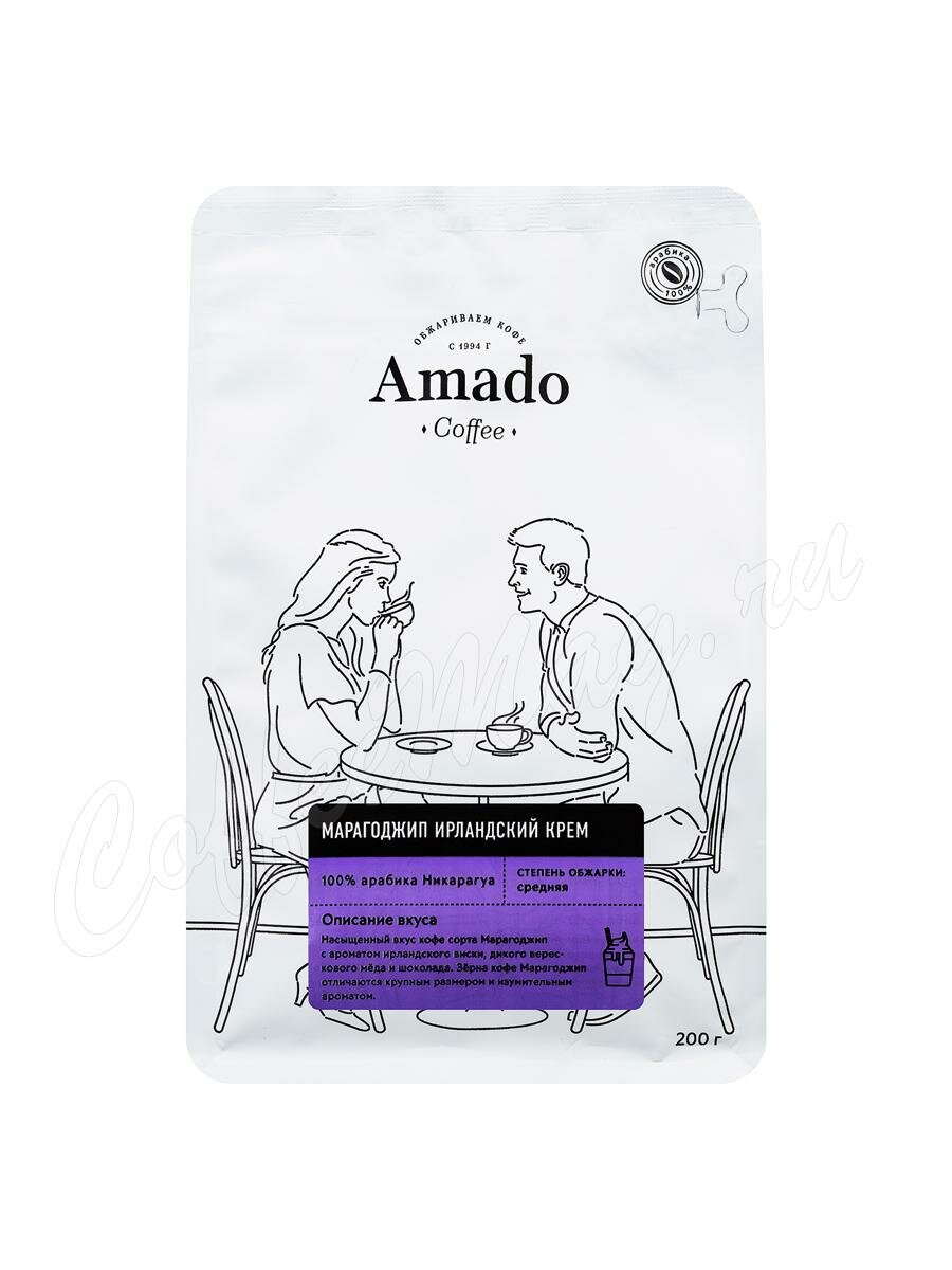 Кофе Amado в зернах Марагоджип Ирландский Крем 200 г Кофе Amado в зернах Марагоджип Ирландский Крем 200 г