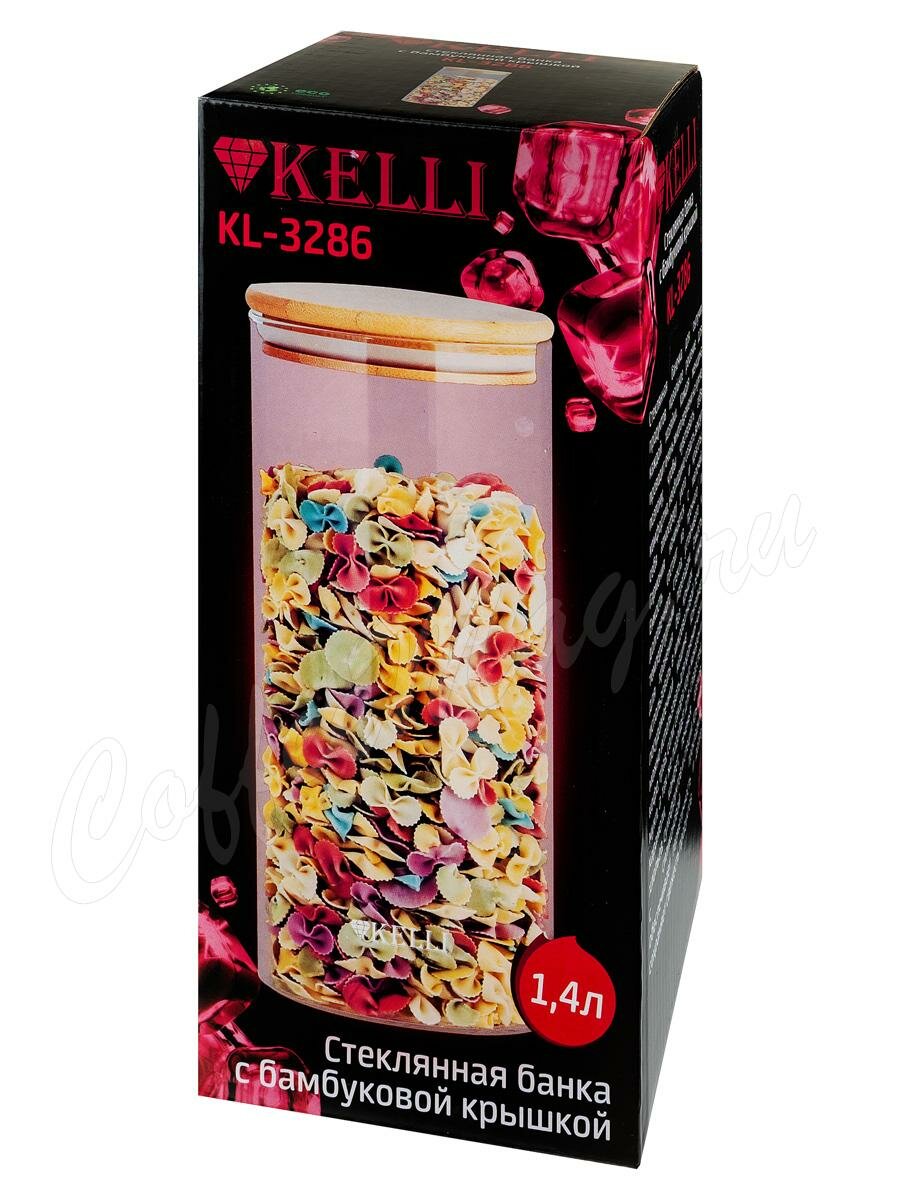 Kelli KL-3286 Стеклянная банка для сыпучих продуктов 1400 мл