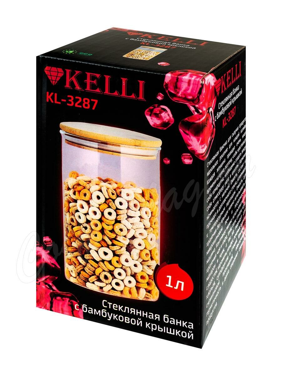 Kelli KL-3287 Стеклянная банка для сыпучих продуктов 1000 мл