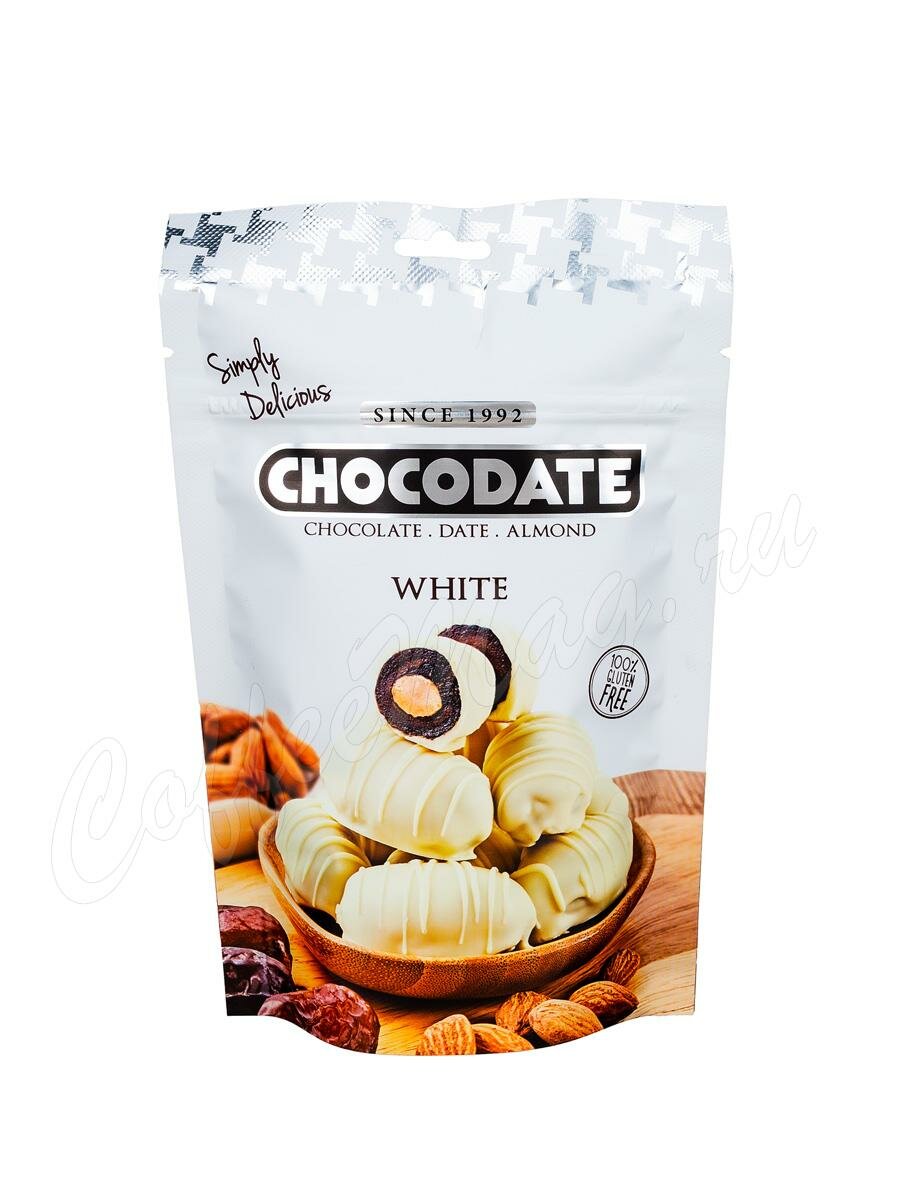 Chocodate Финики с миндалем в белом шоколаде 100 гр