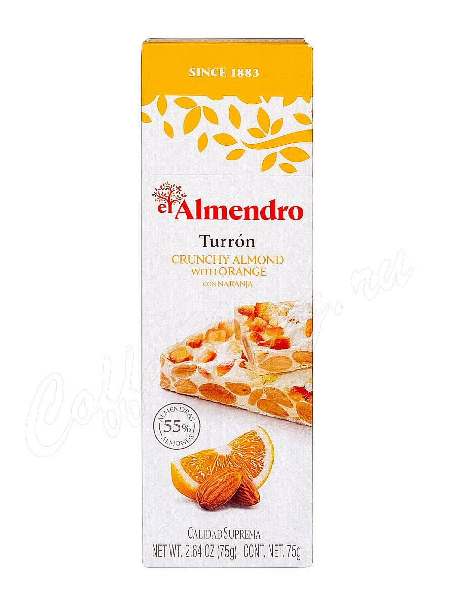 Нуга El Almendro хрустящий миндальный туррон с апельсином 75 г Нуга El Almendro хрустящий миндальный туррон с апельсином 75 г