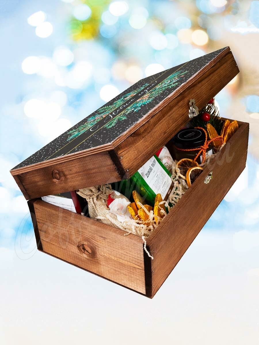 Подарочный набор в деревянном ящике мужской С новым Годом!