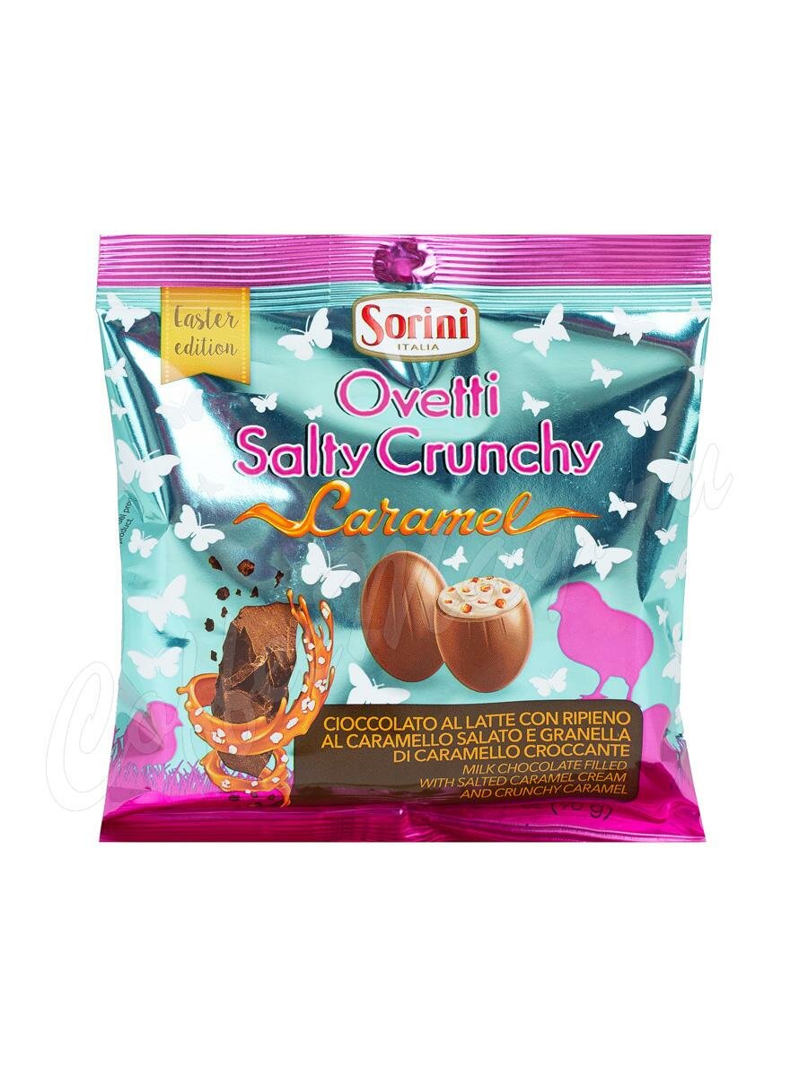 Шоколадные конфеты Sorini Ovetti Salty Crunchy Caramel / крем из солёной карамели и кусочки карамели 90 г Шоколадные конфеты Sorini Ovetti Salty Crunchy Caramel / крем из солёной карамели и кусочки карамели 90 г