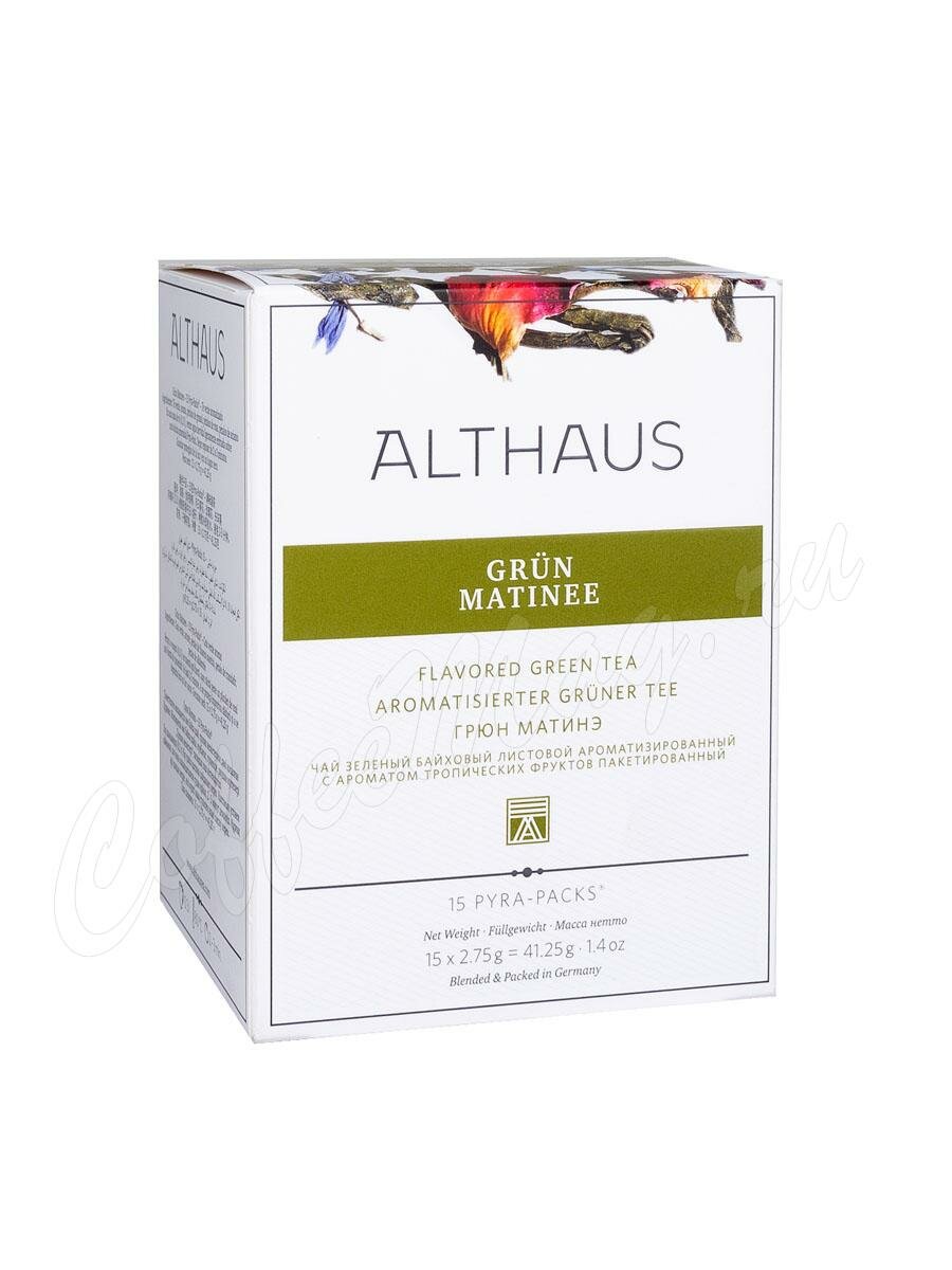 Чай Althaus Grun Matinee зеленый Грюн Матине в пирамидках 15 шт Чай Althaus Grun Matinee зеленый Грюн Матине в пирамидках 15 шт