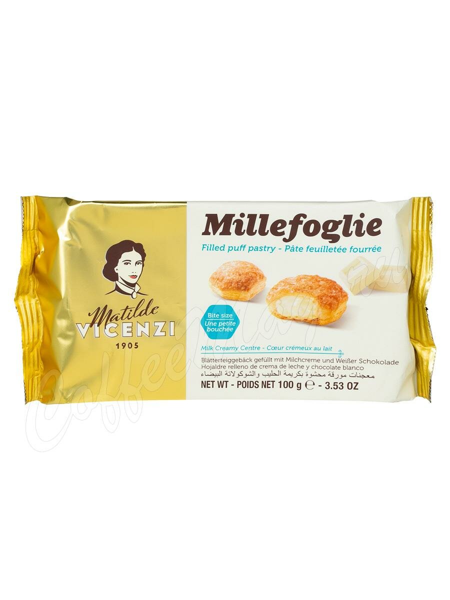 Matilde Vicenzi Millefoglie Слоеные пирожные с молочным кремом и белым шоколадом 100г Matilde Vicenzi Millefoglie Слоеные пирожные с молочным кремом и белым шоколадом 100г