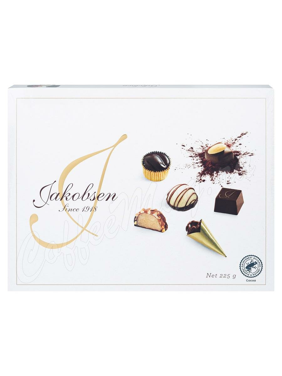 Jacobsen Praline Набор конфет в темном, горьком и молочном шоколаде с начинками 225 г Jacobsen Praline Набор конфет в темном, горьком и молочном шоколаде с начинками 225 г