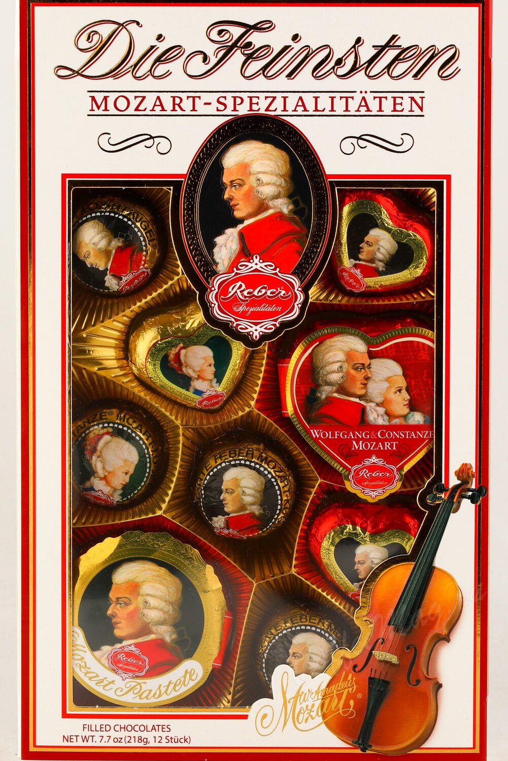 Шоколадные конфеты Reber Mozart 333 подарочный набор с окном 218г Шоколадные конфеты Reber Mozart 333 подарочный набор с окном 218г