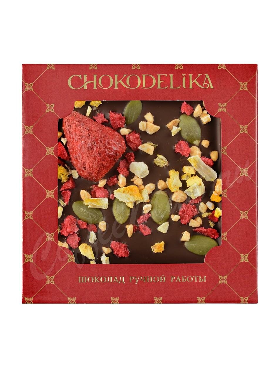 Chokodelika Шоколад темный с украшением Клубника и апельсин 35 г Chokodelika Шоколад темный с украшением Клубника и апельсин 35 г