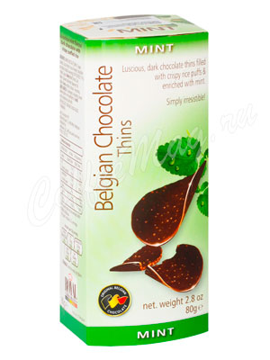 Belgian Chocolate Thins Шоколадные чипсы Мята 80г