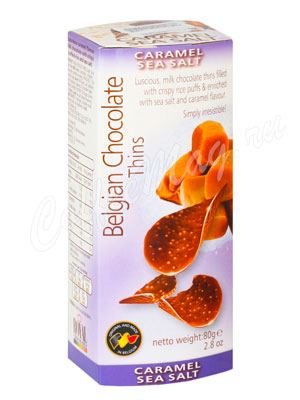 Шоколадные чипсы Belgian Chocolate Thins Соленая карамель 80 г