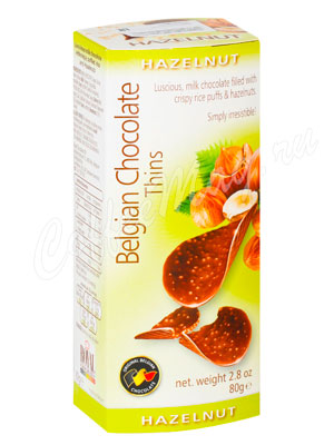 Шоколадные чипсы Belgian Chocolate Thins Лесной орех 80 г
