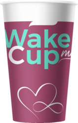 Стакан бумажный однослойный 400 мл. WAKE ME CUP одноразовый