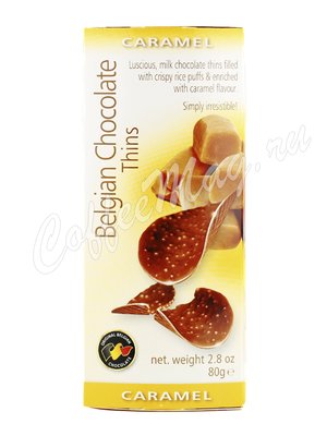 Шоколадные чипсы Belgian Chocolate Thins Карамель 80 г