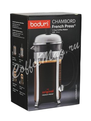 Кофейник с прессом Bodum Chambord хром 1л (1928-16)