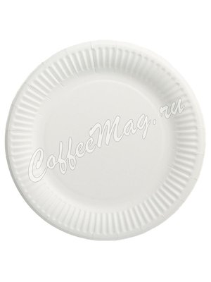 Бумажные тарелки одноразовые Snack Plate белые мелованные d230 мм (100шт)