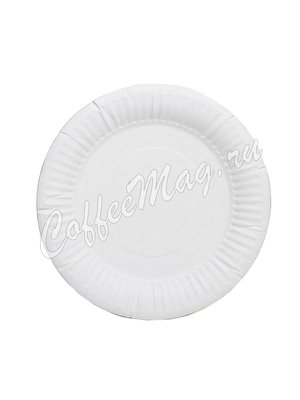 Бумажные тарелки Белые круглые ламинированные d180 мм (100шт)