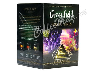 Чай Greenfield Grape Vines (Грейп Вайнс) черный в пирамидках 20 шт х 1.8 г Чай Greenfield Grape Vines (Грейп Вайнс) черный в пирамидках 20 шт х 1.8 г