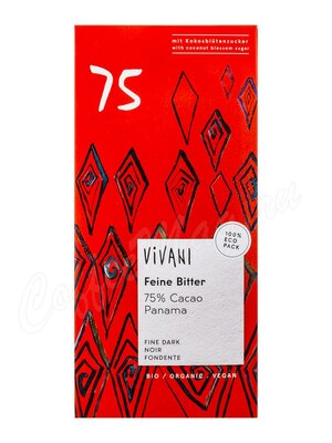 Vivani Шоколад органик Горький 75% с кокосовым сахаром 80 г (Feine Bitter)