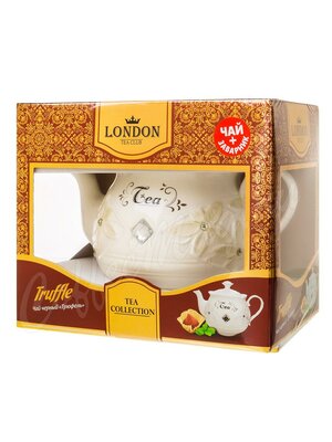 Подарочный Черный чай Трюфель London Tea Club 100 г в фарфоровом чайнике