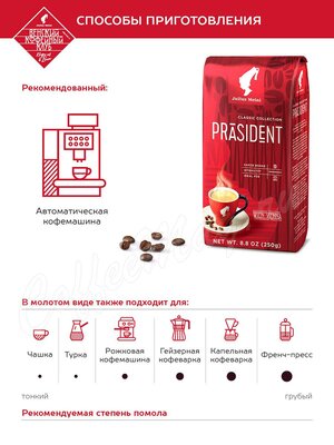 Кофе Julius Meinl в зернах Президент Классик 250 г