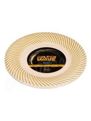 Набор пластиковых бежевых одноразовых тарелок 6 шт Golden Wave d-230 мм