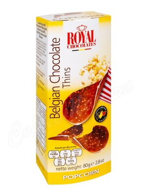 Belgian Chocolate Thins Шоколадные чипсы Popcorn (Royal) 80г 