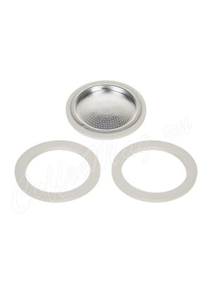 Bialetti 3 уплотнителя + 1 фильтр для гейзера 6 порций