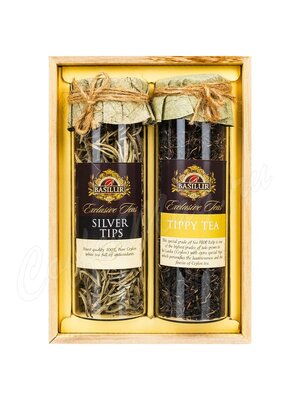 Чай Basilur Чайная шкатулка с двумя тубусами черный 100г стекло