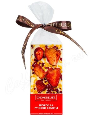 Chokodelika Шоколад белый с украшениями Клубника и персик 50 г
