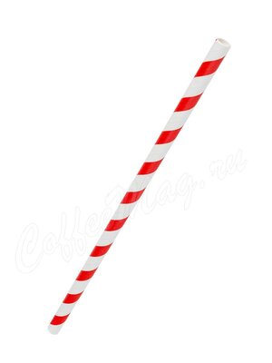 Трубочки для коктейля бумажные бело-красная 19,5 см, D-7 мм (500 шт)