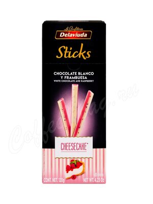 Шоколадный туррон Delaviuda Sticks Cheesecake из белого шоколада с малиной и со вкусом чизкейка 120 г