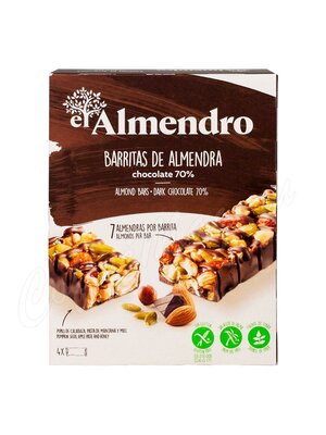 El Almendro Ореховый батончик из миндаля, фундука с горьким шоколадом 70% 100г